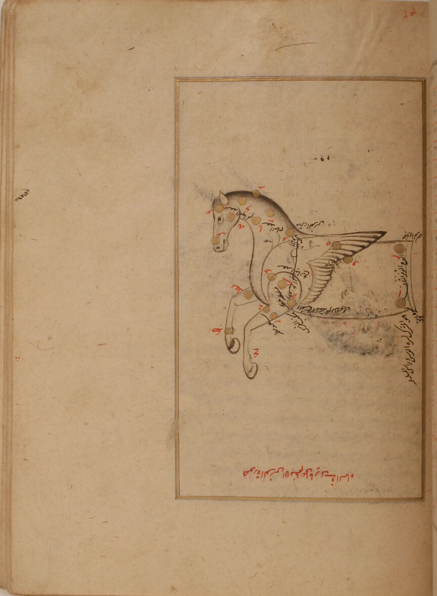 Kitab suwar al-kawakib al-thabita (Book of the Images of the Fixed Stars) of al-Sufi, `Abd al-Rahman al-Sufi (Iranian, Rey 903–986 Shiraz), Ink, opaque watercolor, and gold on paper