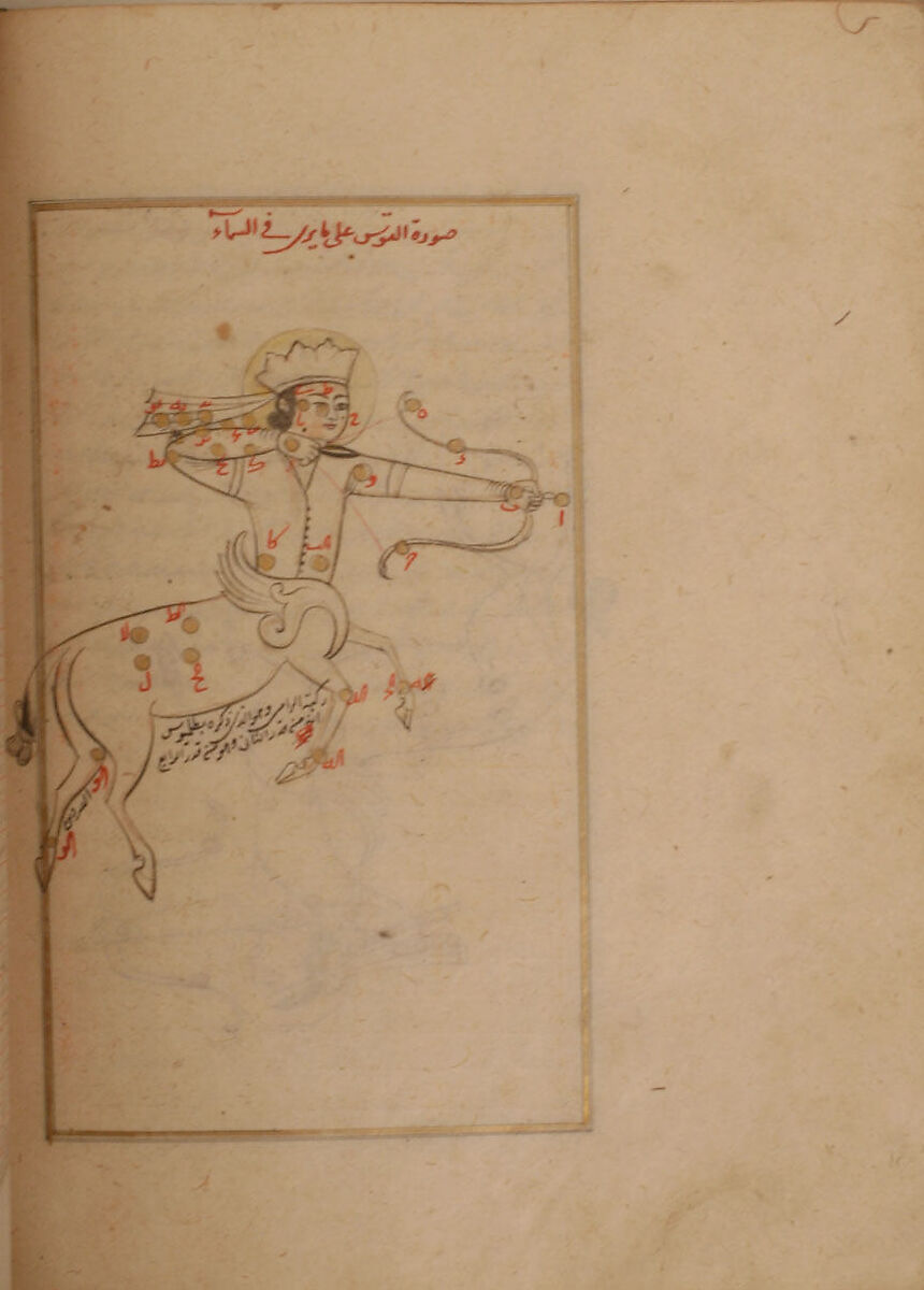 Kitab suwar al-kawakib al-thabita (Book of the Images of the Fixed Stars) of al-Sufi, `Abd al-Rahman al-Sufi (Iranian, Rey 903–986 Shiraz), Ink, opaque watercolor, and gold on paper