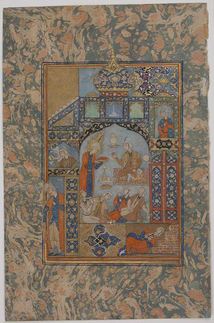 "Yusuf before the Ladies of Cairo", Folio from Yusuf and Zulaykha, Ink, opaque watercolor, and gold on paper 