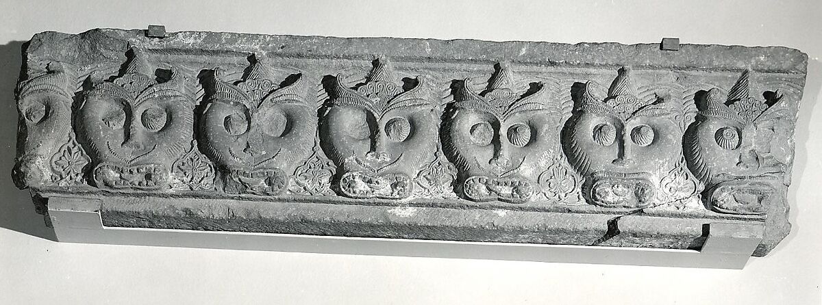 Fragment of a Cornice with a Frieze of Masks, Sandstone 