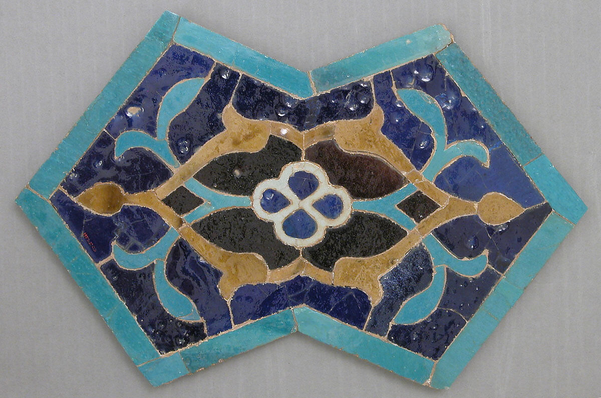 Double Pentagon Shaped Tile, Stonepaste; glazed 