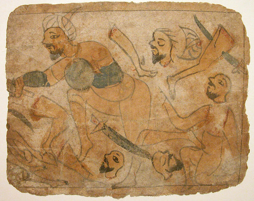 Battle Scene, Opaque watercolor on paper