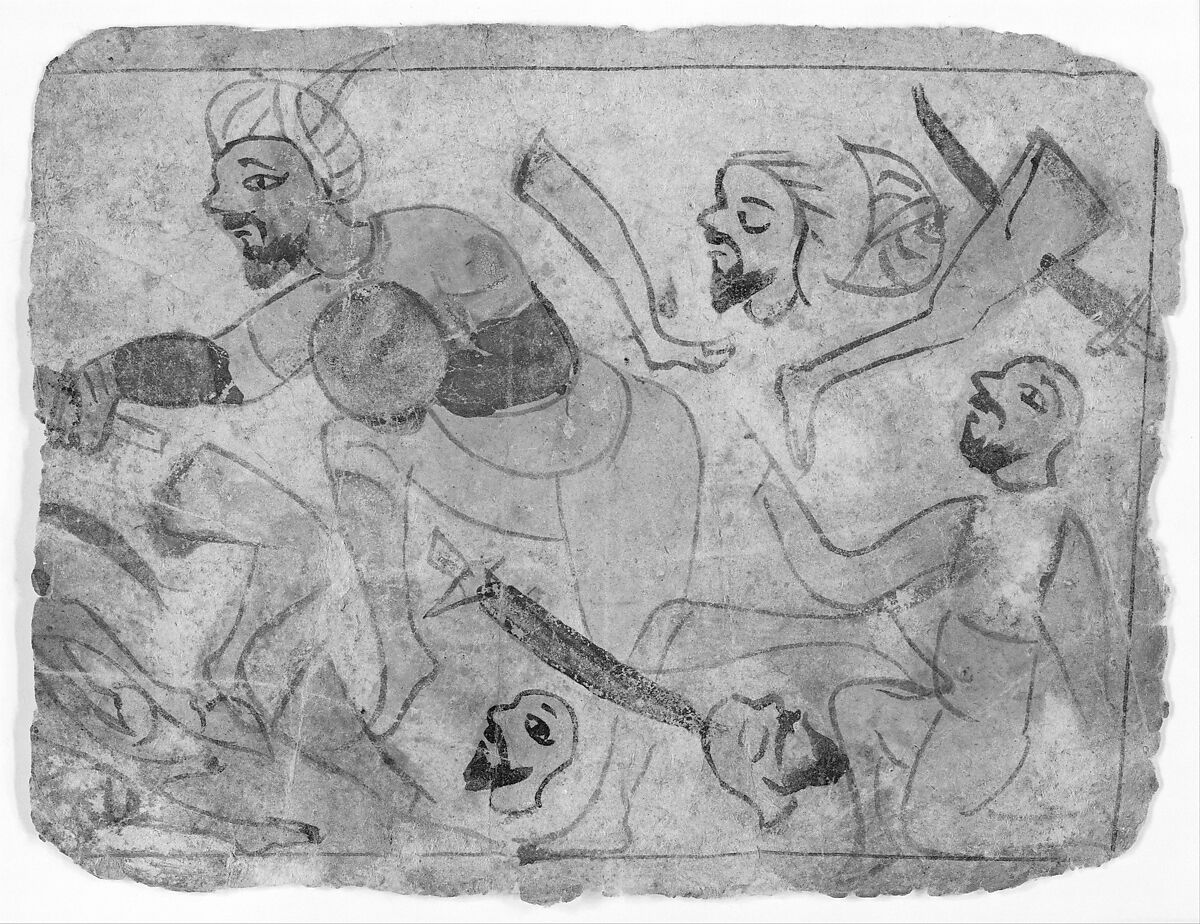 Battle Scene, Opaque watercolor on paper