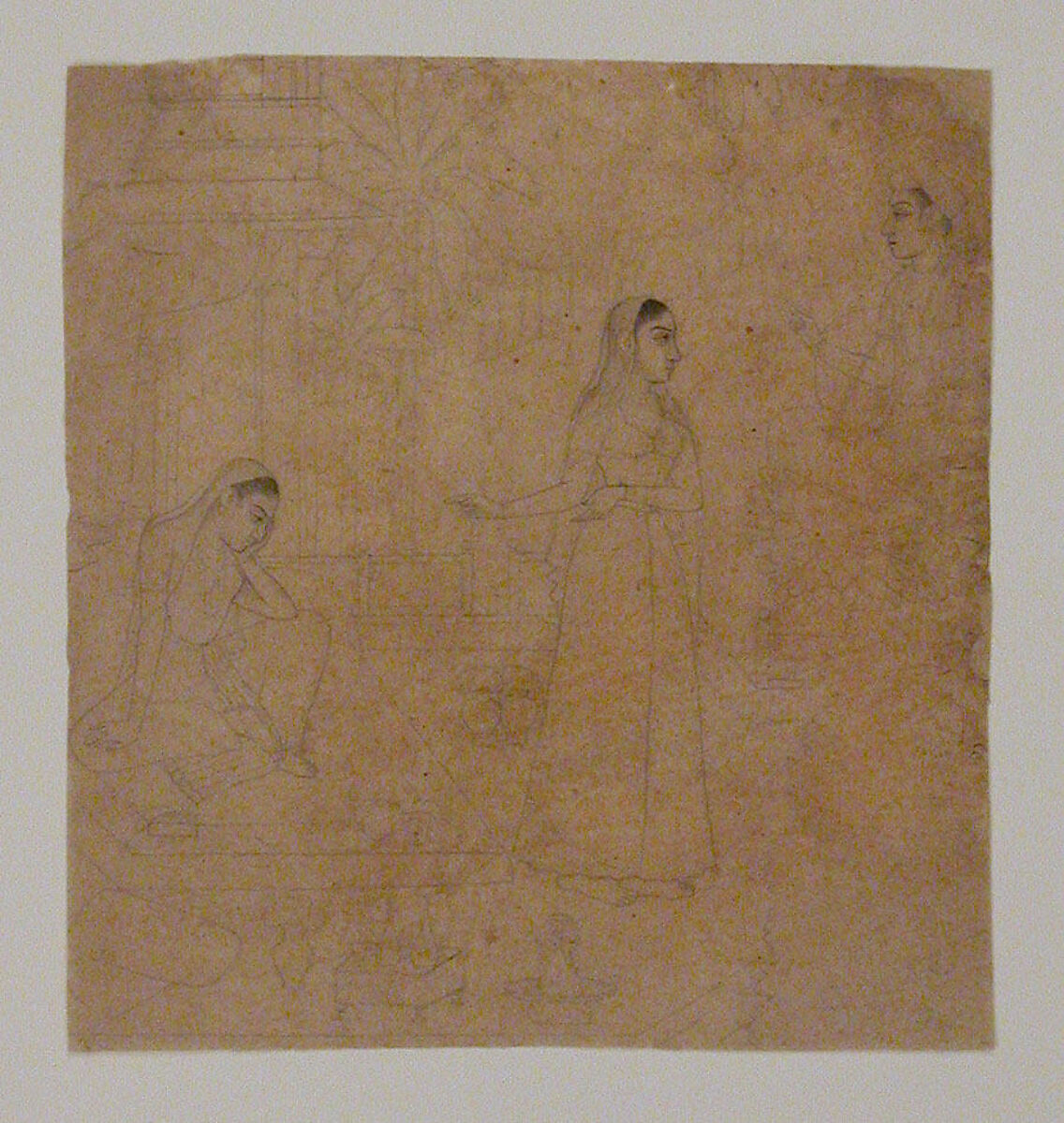Love Scene from the Rasikapriya, Black ink on paper 