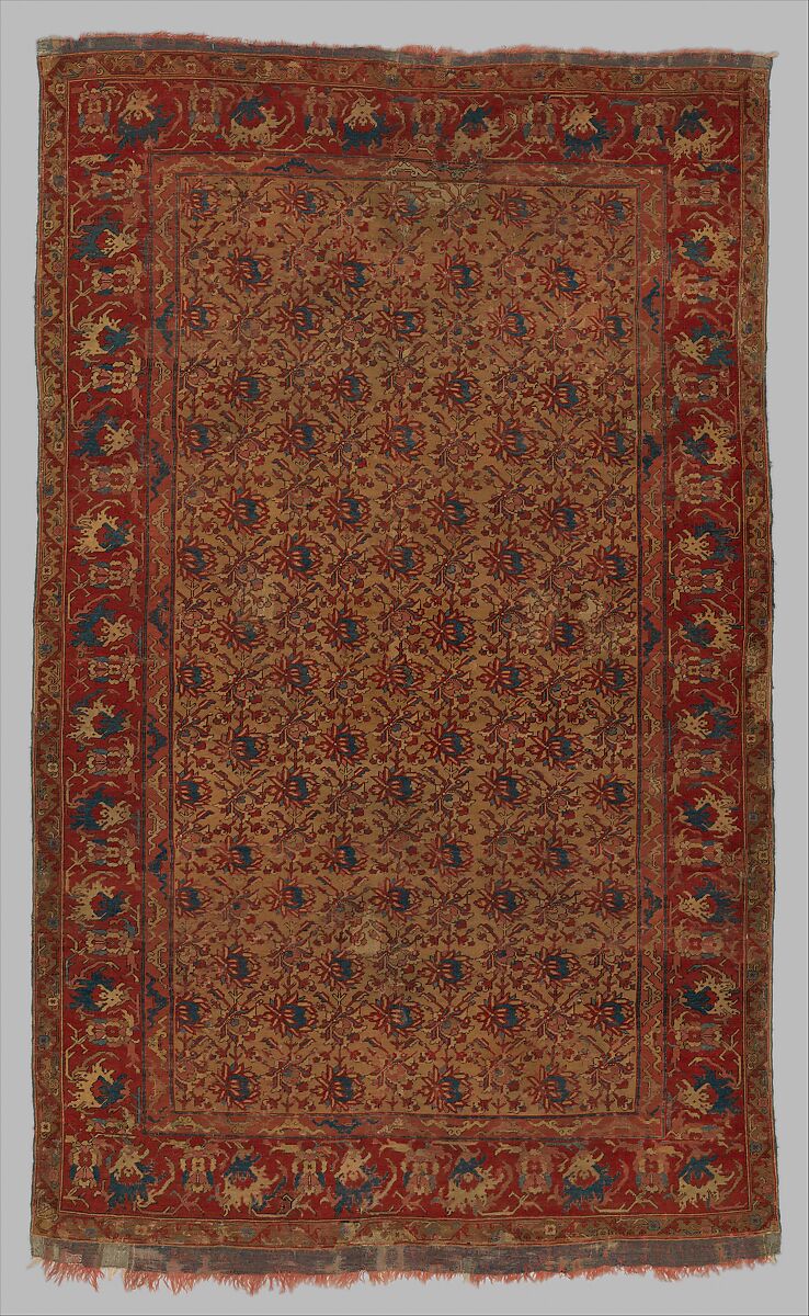 Carpet, Wool (warp, weft, and pile); symmetrically knotted pile 