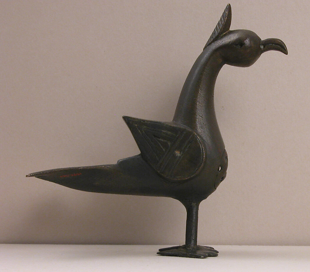 Ornament, Bronze; hollow cast, pierced, and incised