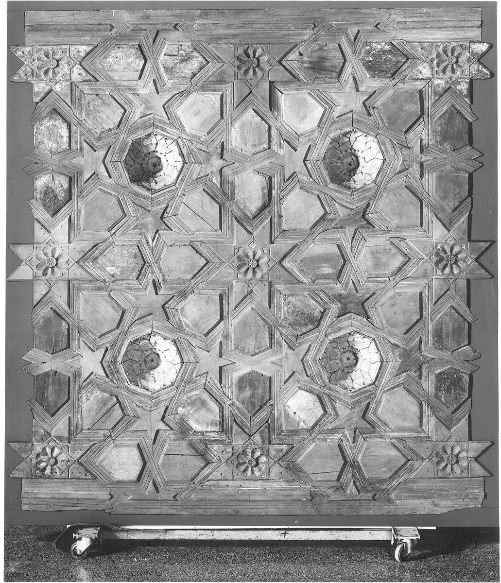 Panel from a Ceiling, Wood; mortised, tenoned, mitered, rabbeted, and painted