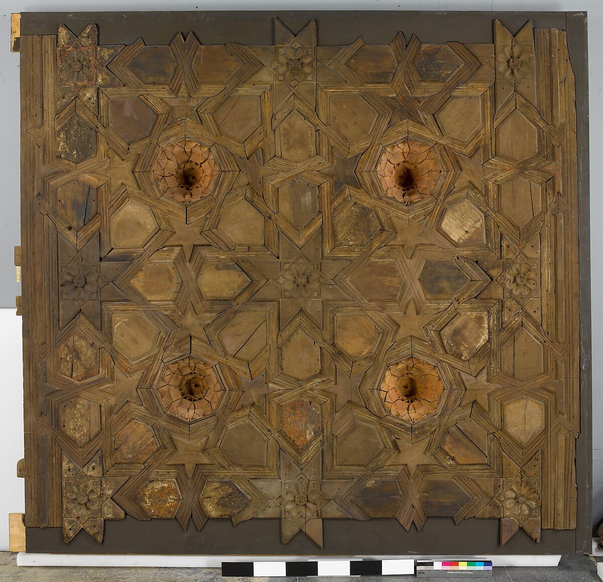 Panel from a Ceiling, Wood; mortised, tenoned, mitered, rabbeted, and painted