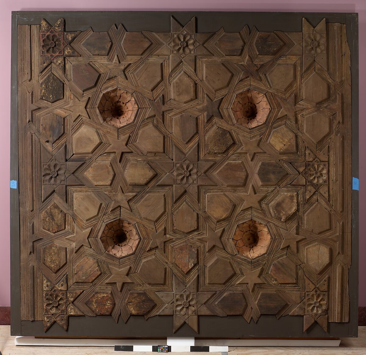 Panel from a Ceiling, Wood; mortised, tenoned, mitered, rabbeted, and painted 