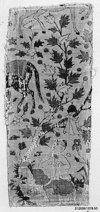 Velvet Fragment with Design from Nizami of Ganja's Khusrau and Shirin, Silk; cut velvet