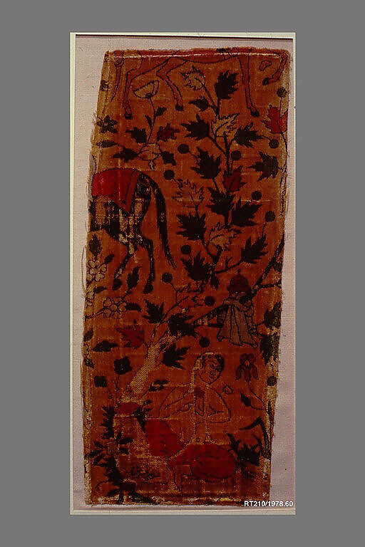 Velvet Fragment with Design from Nizami of Ganja's Khusrau and Shirin, Silk; cut velvet