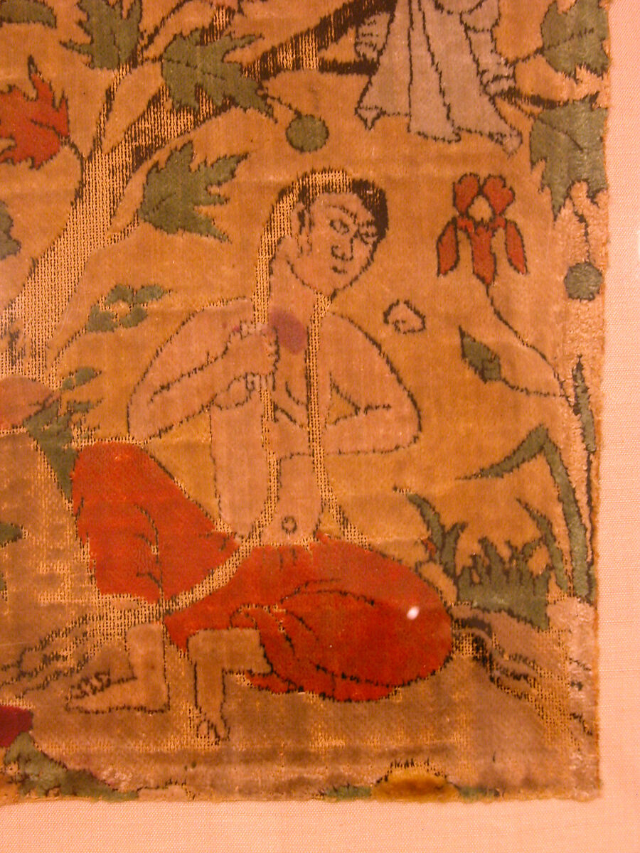 Velvet Fragment with Design from Nizami of Ganja's Khusrau and Shirin, Silk; cut velvet