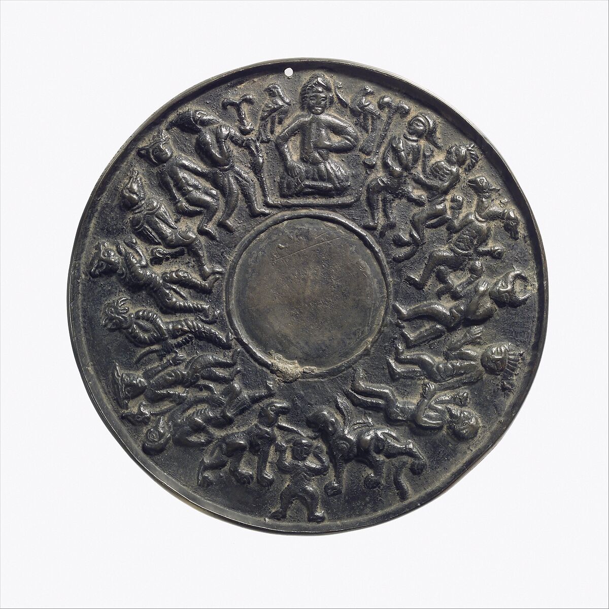 Mirror, Bronze; cast, chased 