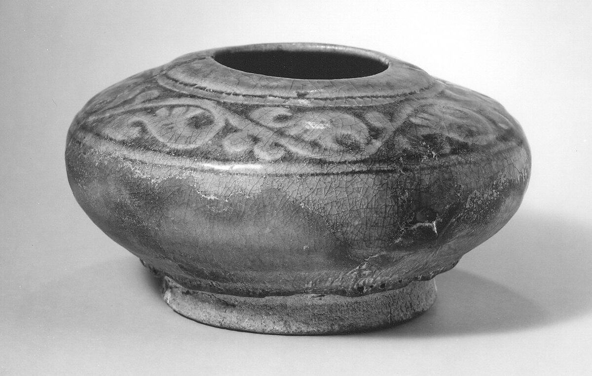 Jar, Composite body; carved and glazed