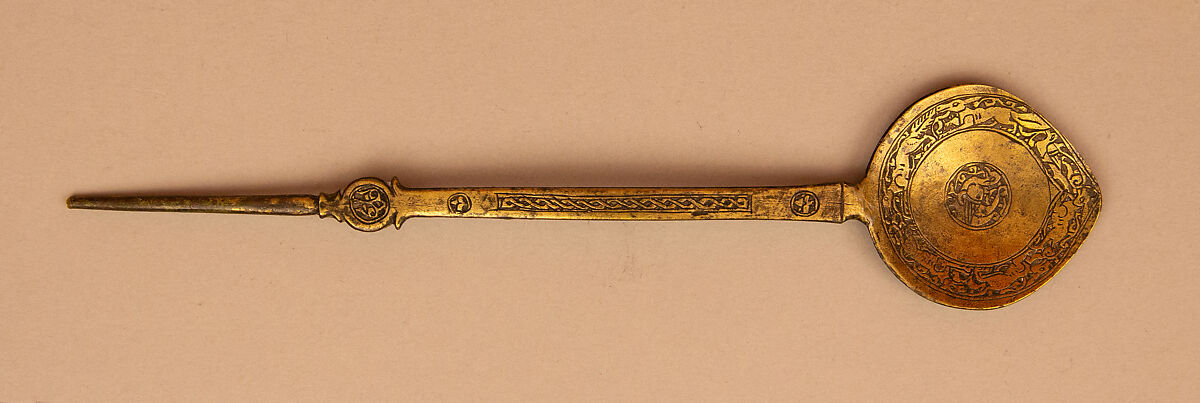 Spoon, Brass; cast and engraved 