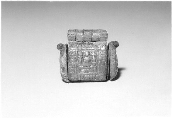 Amulet Case, Silver; cast, gilded, and inlaid with niello