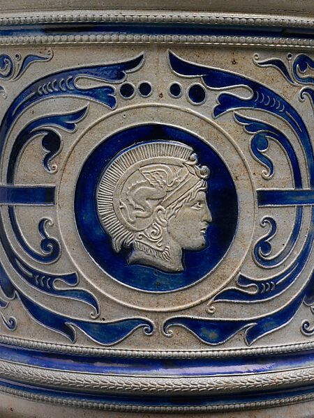 Jardinière and pedestal, Charles Wingender and Brother, Stoneware, American