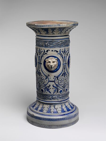 Jardinière and pedestal, Charles Wingender and Brother, Stoneware, American