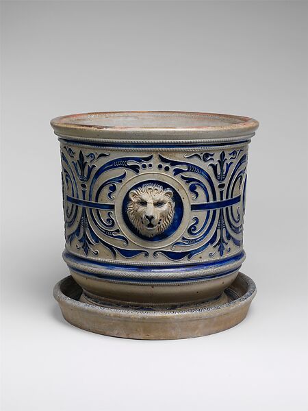 Jardinière and pedestal, Charles Wingender and Brother, Stoneware, American