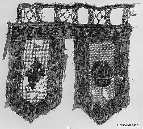 Textile Fragment, Linen; embroidered with silk