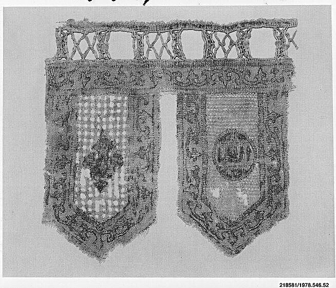 Textile Fragment, Linen; embroidered with silk