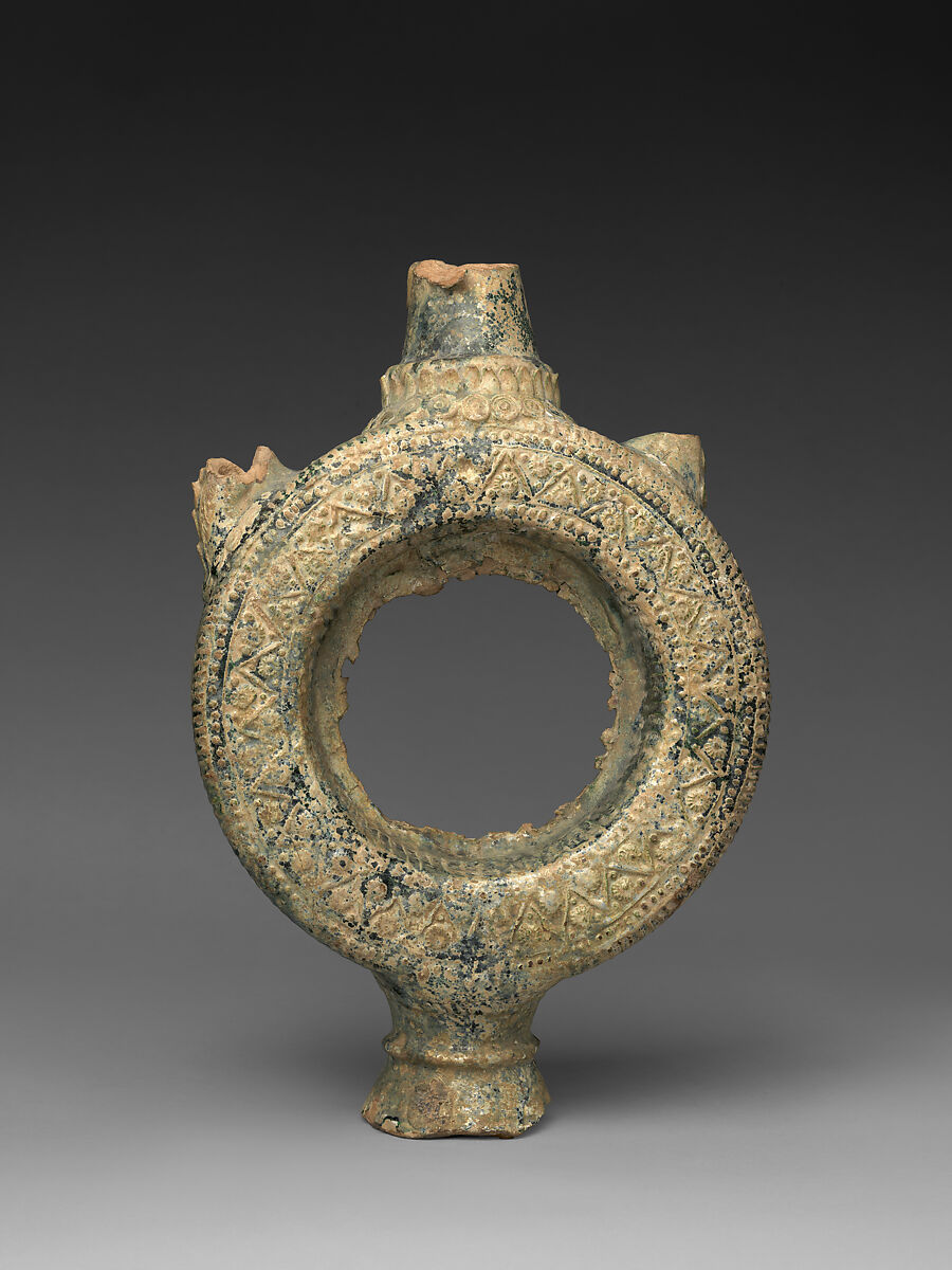 Ring-Shaped Ewer, Earthenware; molded and glazed