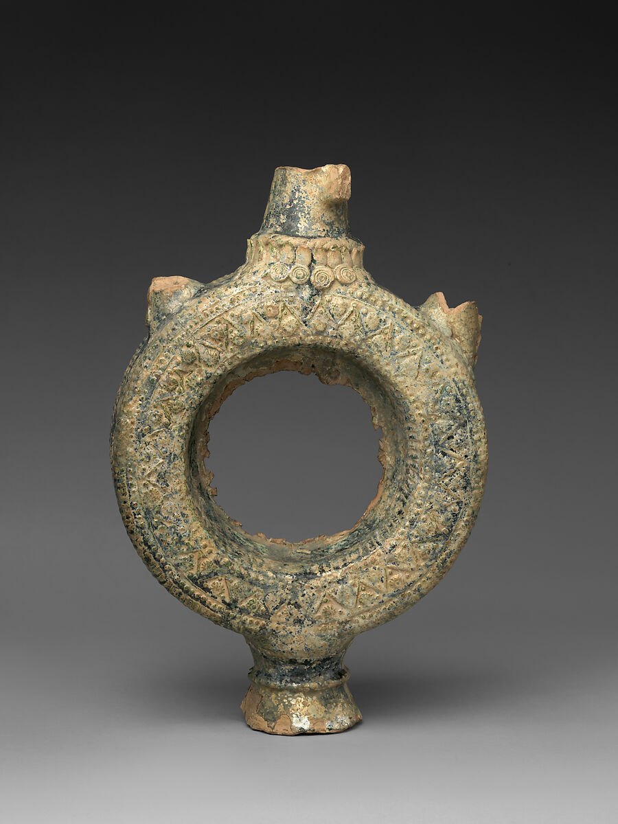 Ring-Shaped Ewer, Earthenware; molded and glazed