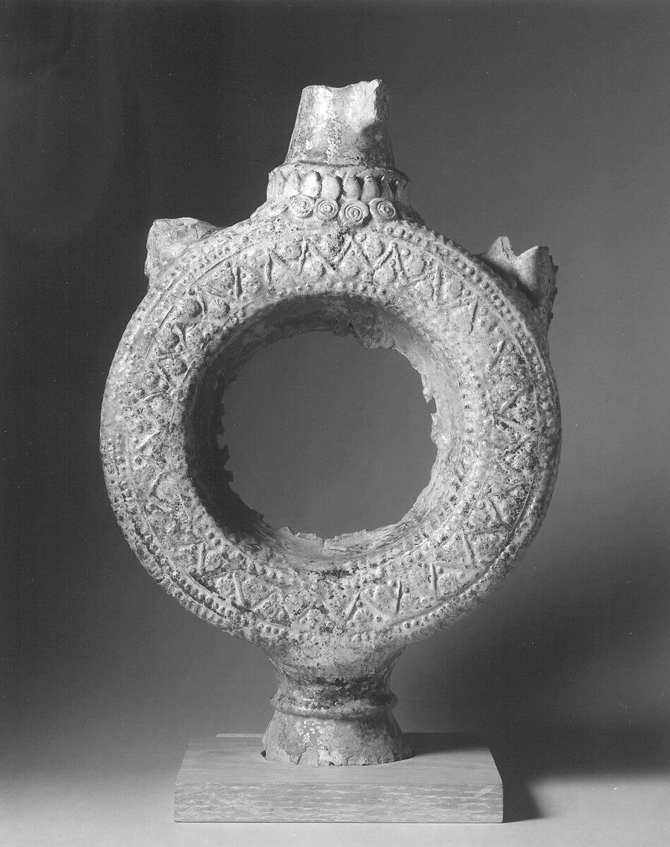 Ring-Shaped Ewer, Earthenware; molded and glazed