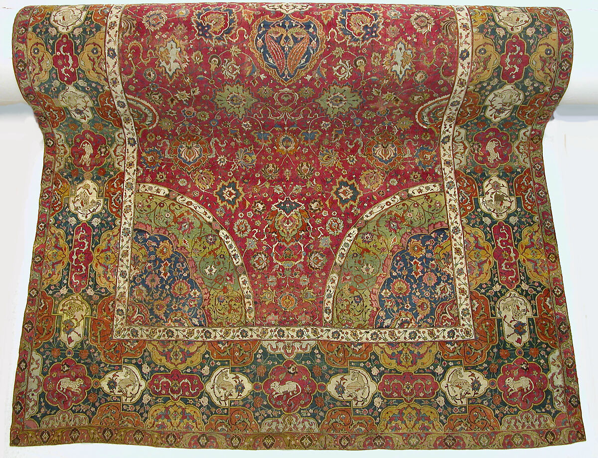 The Seley Carpet, Silk (warp), cotton (weft), wool (weft and pile); asymmetrically knotted pile 