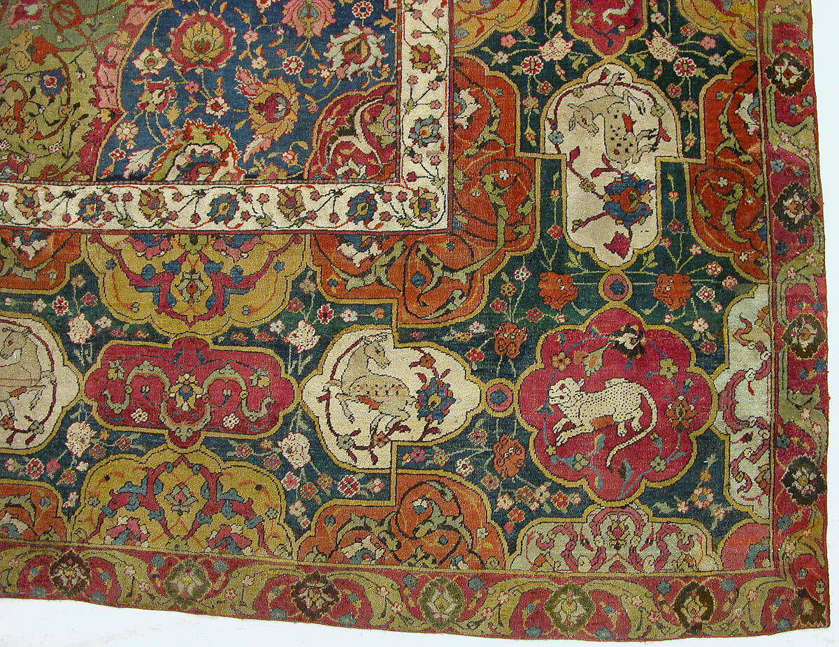 The Seley Carpet, Silk (warp), cotton (weft), wool (weft and pile); asymmetrically knotted pile 