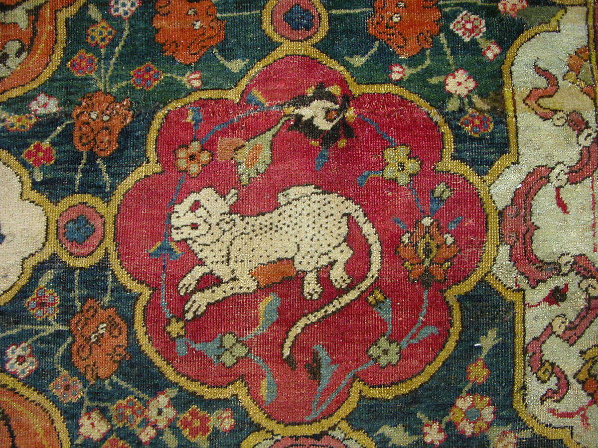 The Seley Carpet, Silk (warp), cotton (weft), wool (weft and pile); asymmetrically knotted pile 