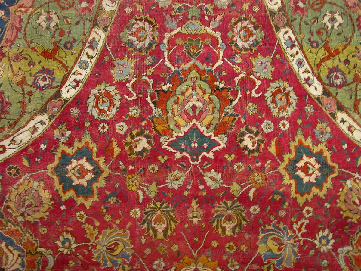 The Seley Carpet, Silk (warp), cotton (weft), wool (weft and pile); asymmetrically knotted pile 