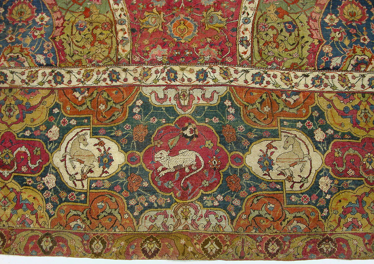 The Seley Carpet, Silk (warp), cotton (weft), wool (weft and pile); asymmetrically knotted pile 