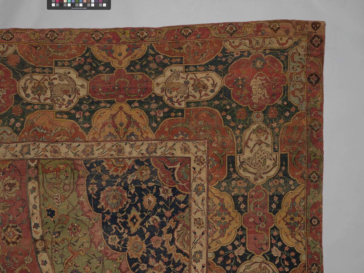 The Seley Carpet, Silk (warp), cotton (weft), wool (weft and pile); asymmetrically knotted pile 
