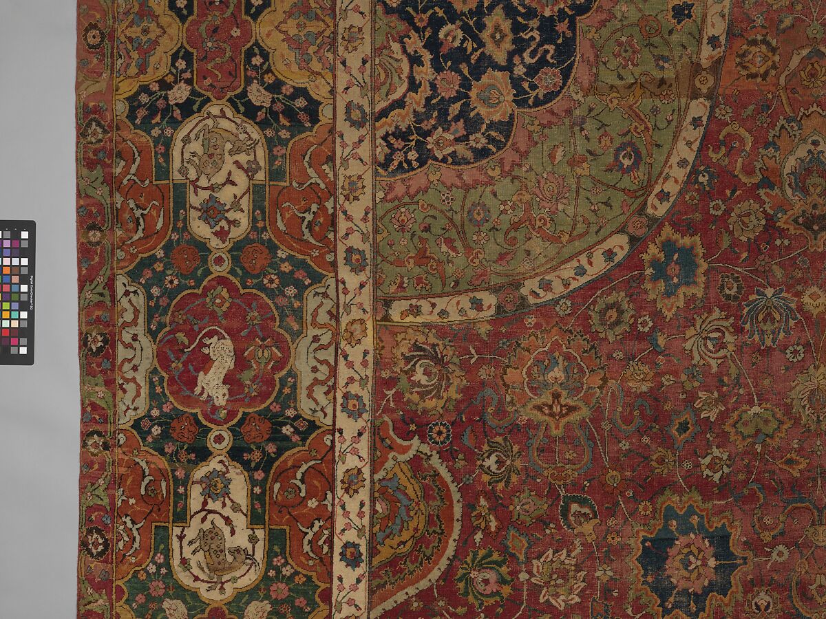 The Seley Carpet, Silk (warp), cotton (weft), wool (weft and pile); asymmetrically knotted pile 
