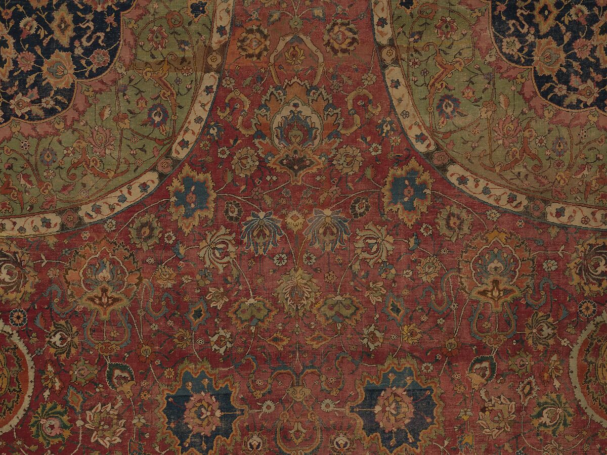The Seley Carpet, Silk (warp), cotton (weft), wool (weft and pile); asymmetrically knotted pile 