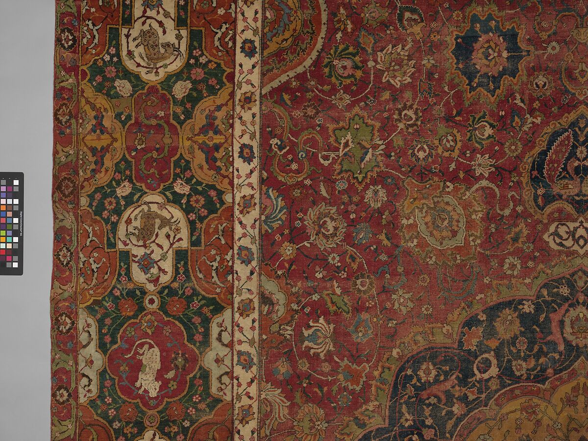 The Seley Carpet, Silk (warp), cotton (weft), wool (weft and pile); asymmetrically knotted pile 