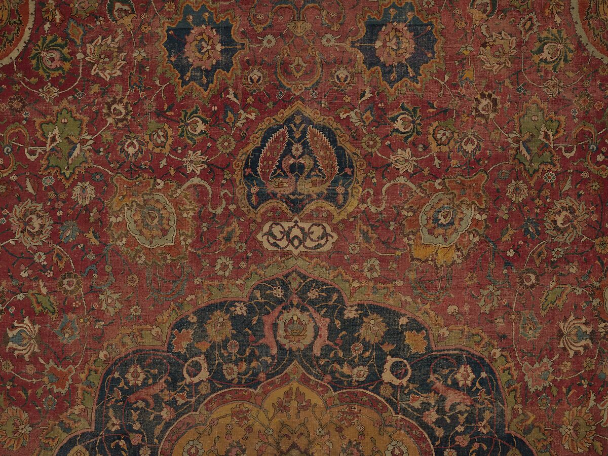 The Seley Carpet, Silk (warp), cotton (weft), wool (weft and pile); asymmetrically knotted pile 