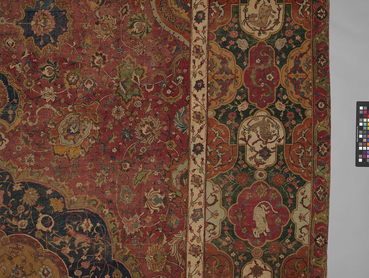 The Seley Carpet, Silk (warp), cotton (weft), wool (weft and pile); asymmetrically knotted pile 