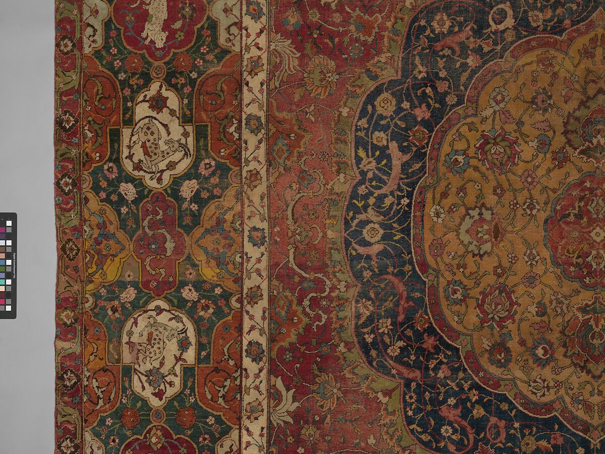 The Seley Carpet, Silk (warp), cotton (weft), wool (weft and pile); asymmetrically knotted pile 