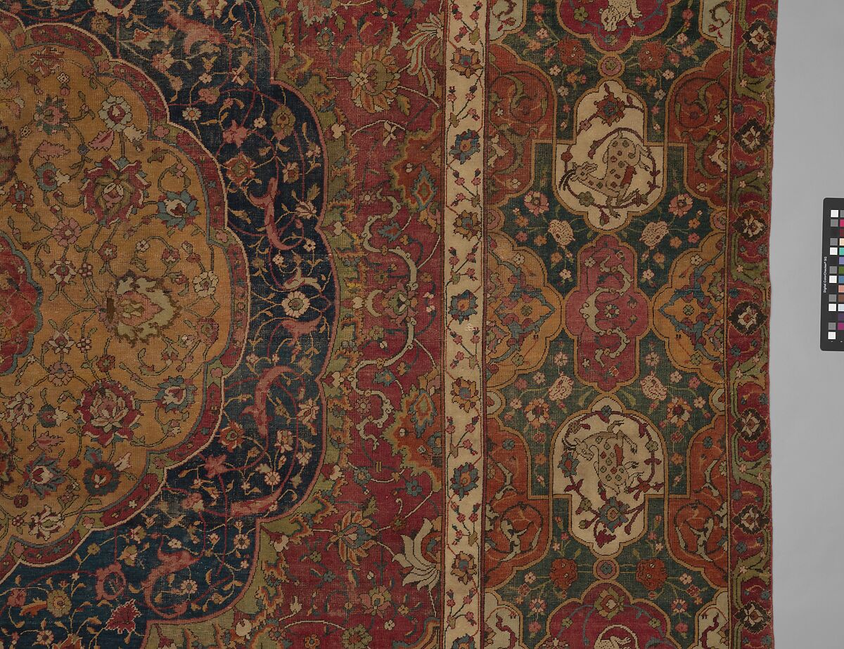 The Seley Carpet, Silk (warp), cotton (weft), wool (weft and pile); asymmetrically knotted pile 