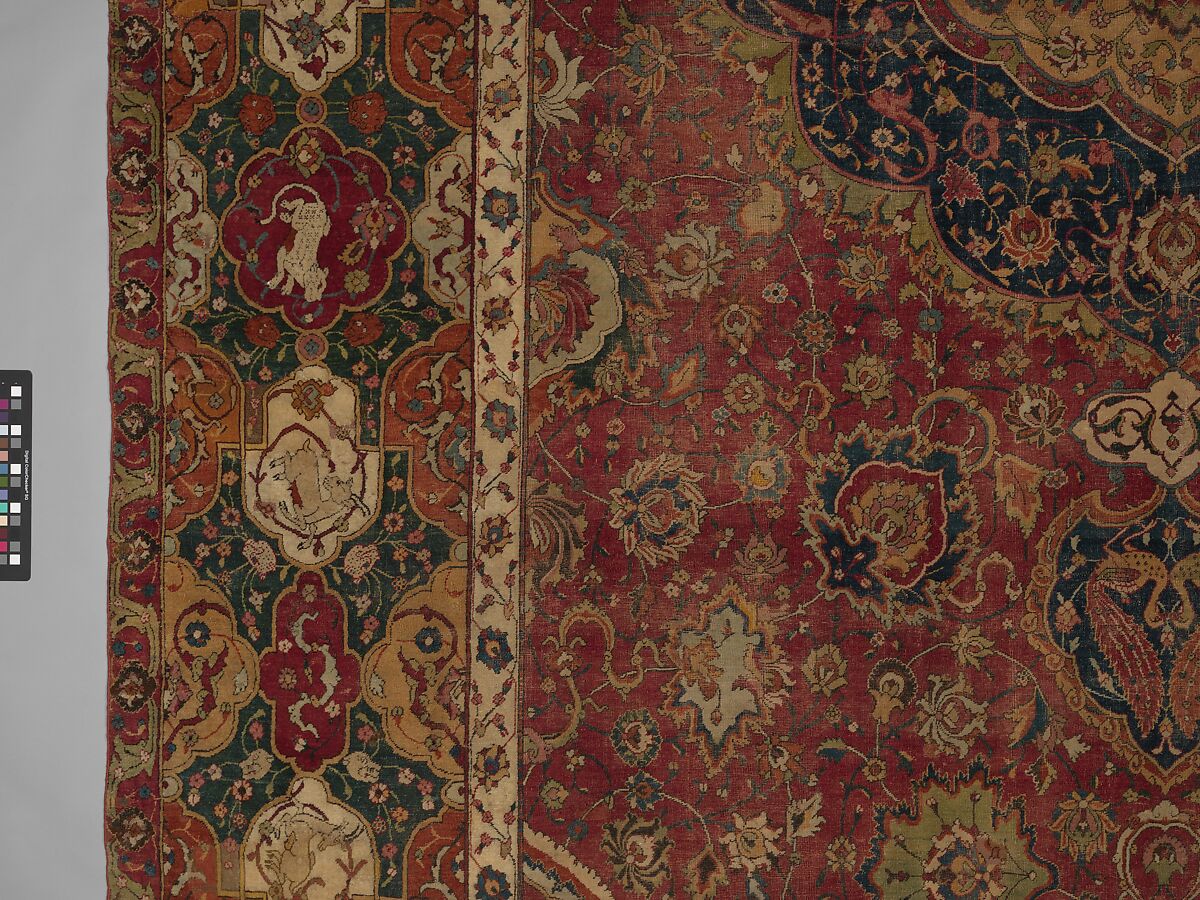 The Seley Carpet, Silk (warp), cotton (weft), wool (weft and pile); asymmetrically knotted pile 