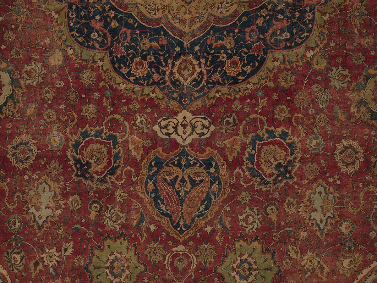 The Seley Carpet, Silk (warp), cotton (weft), wool (weft and pile); asymmetrically knotted pile 