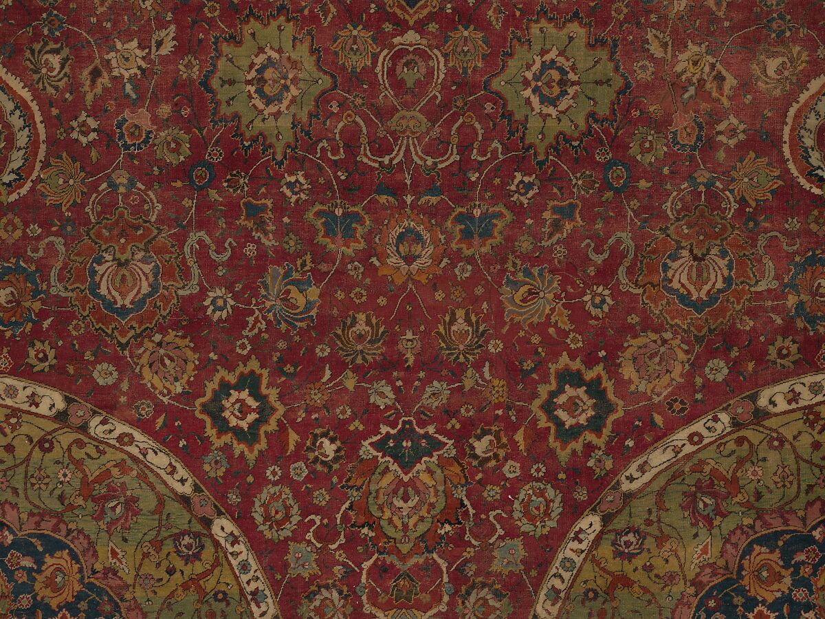 The Seley Carpet, Silk (warp), cotton (weft), wool (weft and pile); asymmetrically knotted pile 