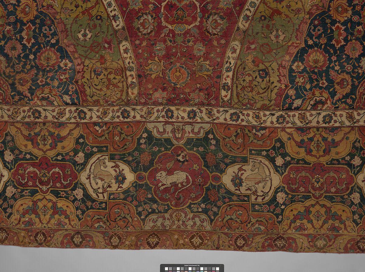 The Seley Carpet, Silk (warp), cotton (weft), wool (weft and pile); asymmetrically knotted pile 