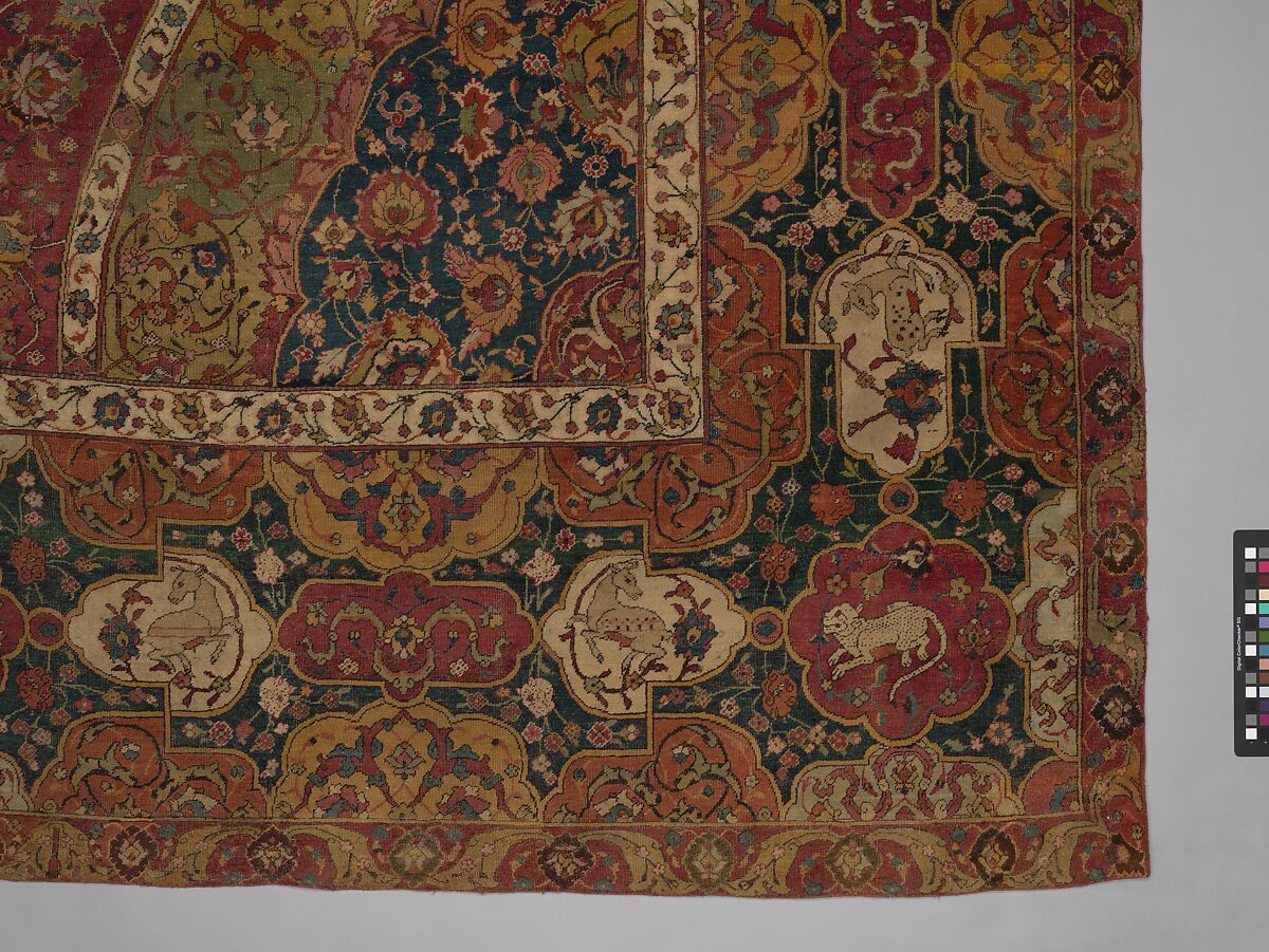 The Seley Carpet, Silk (warp), cotton (weft), wool (weft and pile); asymmetrically knotted pile 