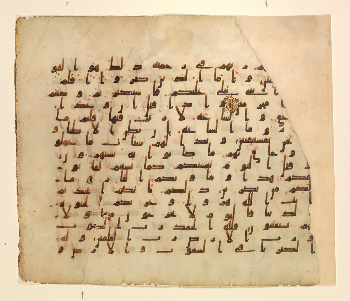Folio from a Qur'an Manuscript, Ink, opaque watercolor, and gold on parchment
