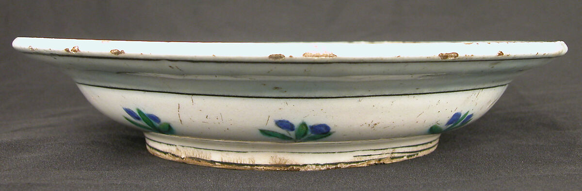 Dish with Bird, Rabbit, and Quadruped Design, Stonepaste; polychrome painted under transparent glaze