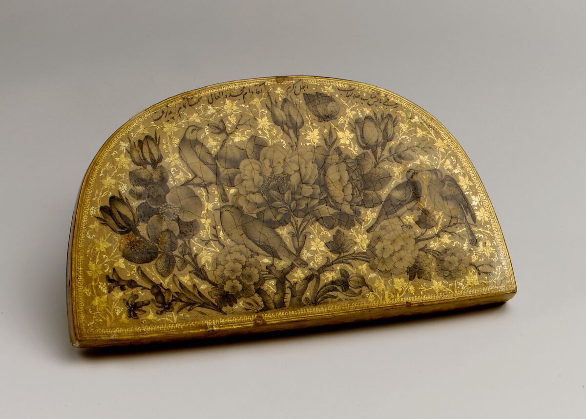 Lacquer Mirror Case, Painting by Fathallah Shirazi (Iranian, active 1850s–80s), Papier-maché; painted, gilded, and lacquered 