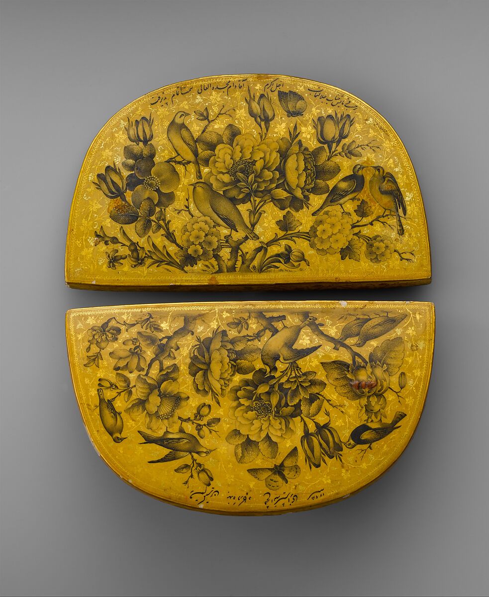 Lacquer Mirror Case, Painting by Fathallah Shirazi (Iranian, active 1850s–80s), Papier-maché; painted, gilded, and lacquered